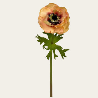 17.5 inch artificial Coral Real Touch anemone stem featuring a lifelike bloom with layered coral petals and detailed botanical center.