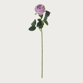 Single 24-inch Light Purple True Bloom Real Touch Austin rose stem with layered lavender petals, realistic foliage, and flexible wired stem for romantic year-round floral arrangements and soft garden-inspired styling.
