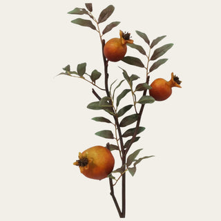 Orange Faux Dried Pomegranate Branch - 28 Inch