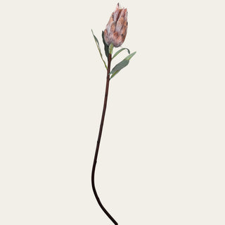 29 inch artificial light brown Mink protea stem with a realistic faux sculptural bloom for luxury fall and winter floral arrangements.