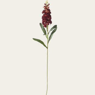 31.5 inch artificial burgundy stock stem with realistic faux blooms, soft flocked texture, and wired stem for elegant floral arrangements.