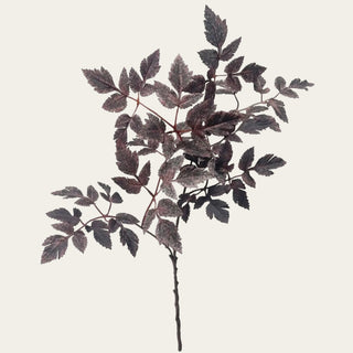 32-inch Plum Cimicifuga Ramosa artificial leaf branch for fall, winter, and holiday arrangements, paired with cream florals, burgundy magnolia, and statement or wide-mouth vases.