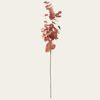 35-inch orange artificial eucalyptus stem for summer and fall arrangements, pairing with burgundy allium, cream lilies and statement, narrow-neck or wide-mouth vases.