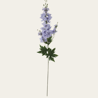Single 36-inch Purple True Bloom Real Touch delphinium stem with layered lavender-purple blooms, lifelike foliage, and flexible wired stem for airy floral arrangements and year-round romantic styling.