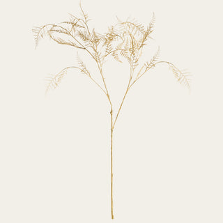 36-inch gilded artificial fern stem for spring through holiday arrangements, pairing with burgundy magnolia, black eucalyptus and statement or wide-mouth vases.