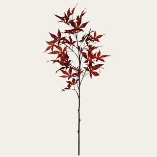 36-inch red artificial Japanese maple leaf branch for fall arrangements, pairing with cream stock, burgundy allium and statement, wide-mouth or narrow-neck vases.