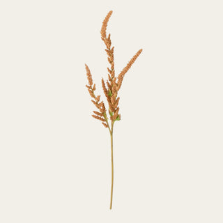 37 inch artificial mustard faux amaranthus stem with realistic cascading plumes and natural movement for luxury late summer, fall, and winter floral arrangements.