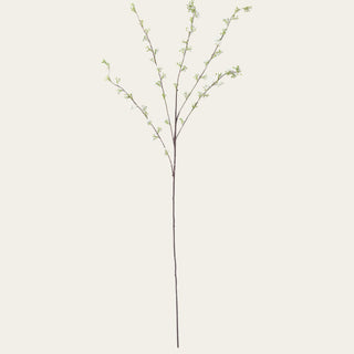 45 inch creamy white hoary willow spray stem shown as a full faux floral branch with slender brown stems, soft ivory blossoms, and light green buds, ideal for adding height, movement, and natural texture to tall vase arrangements, entryway styling, mantel decor, and neutral seasonal floral designs.