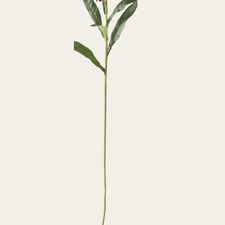 Stem detail of a 31.5 inch artificial burgundy stock stem showing wired construction and realistic faux foliage for designer floral styling.
