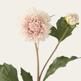 Close-up of an artificial Two-Tone Pink Real Touch dahlia bud and bloom showing layered blush petals, realistic texture, and premium designer floral detail.