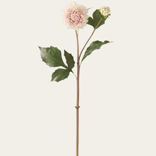 20 inch artificial Two-Tone Pink Real Touch dahlia bud and bloom stem featuring soft blush petals, one open bloom, one developing bud, and flexible wired stem for luxury floral arrangements.