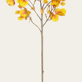 Stem detail of a 52.5 inch artificial yellow aspen branch showing realistic faux branching and wired construction for natural luxury floral arrangements and home décor.