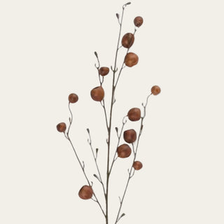 Close-up of the brown faux pod stem highlighting realistic seed pods, delicate branching, and natural botanical texture for seasonal floral arrangements.