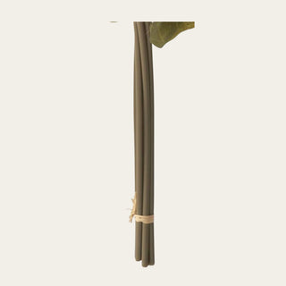 Stem detail of the 14-inch artificial sunflower bundle showing six gathered plastic and iron-supported stems designed to separate for individual floral styling.