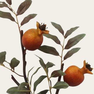 Orange Faux Dried Pomegranate Branch - 28 Inch