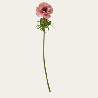 Single coral real touch buttercup stem with soft real touch petals and green stem