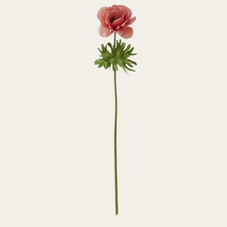 Single dark pink real touch buttercup stem with soft real touch petals and green stem