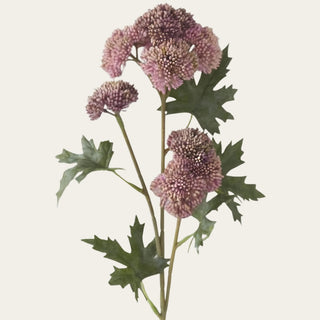 Close-up of the dusty mauve faux sedum stem highlighting realistic rounded flower clusters, soft botanical texture, and muted mauve coloring for seasonal and everyday floral arrangements.