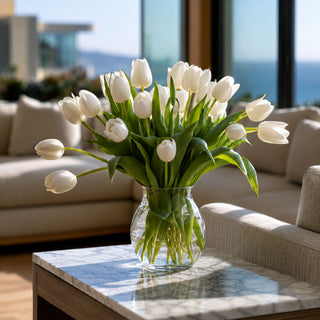 White True Bloom Real Touch Tulip Stem – 26.75 Inch
