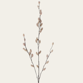 Close-up of tan velvet willow buds showing the soft textured finish and slender faux branch detail that adds warmth, dimension, and a natural branch look to arrangements.