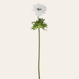 Single white True Bloom real touch buttercup stem with soft lifelike petals and green stem