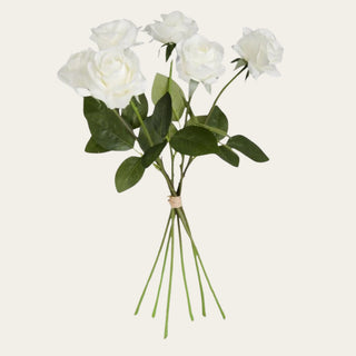 Bundle of17 inch  6 with True Bloom Real Touch artificial rose stems on a cream-white background by True Bloom Floral 