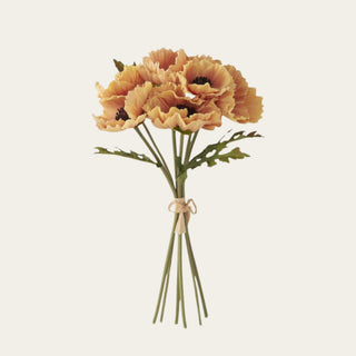 12.5-inch Yellow and Orange Real Touch Poppy Bundle featuring six realistic stems with softly ruffled petals and dark centers, perfect for pairing with eucalyptus, globe amaranth, dahlias, lisianthus, and seasonal greenery to create warm spring, summer, and fall arrangements with natural movement and texture.