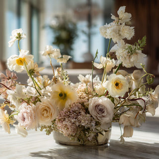 Styled pre made faux floral arrangements by True Bloom Floral