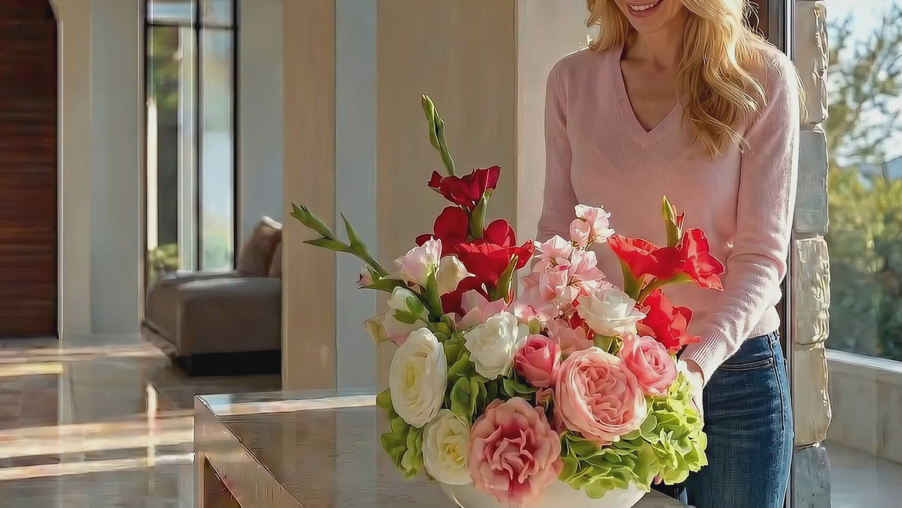 Mel Arranging Spring Reverie for Movement Stems at True Bloom Floral